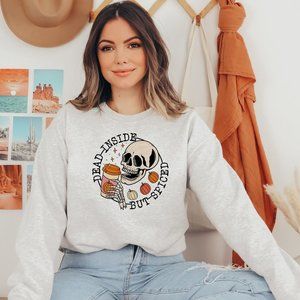 Dead Inside But Spiced Light Grey Sweatshirt
